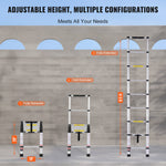 VEVOR Telescoping Ladder, 8.5FT Aluminum Lightweight Extension Ladder, One-button Retraction Collapsible Ladder, 375 LBS Capacity with Non-slip Feet, Portable Compact Ladders for Home, RV, Loft
