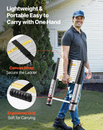 VEVOR 3.8m Telescoping Ladder, Aluminum Lightweight Multi-Purpose Collapsible Extension, One-Touch Retraction Ladder, Heavy Duty 150kg Max Capacity with Non-Slip Feet, for Home, Outdoor Work, Loft