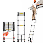 VEVOR 3.8m Telescoping Ladder, Aluminum Lightweight Multi-Purpose Collapsible Extension, One-Touch Retraction Ladder, Heavy Duty 150kg Max Capacity with Non-Slip Feet, for Home, Outdoor Work, Loft