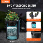 VEVOR RDWC Hydroponics System Recirculating Deep Water Culture 4 Buckets 18.9 L
