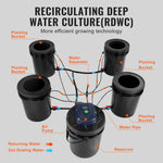 VEVOR RDWC Hydroponics System Recirculating Deep Water Culture 4 Buckets 18.9 L