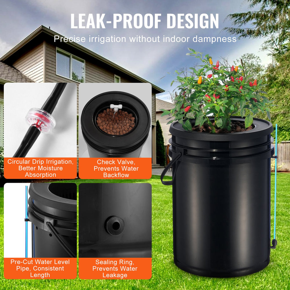 VEVOR RDWC Hydroponics System Recirculating Deep Water Culture 4 Buckets 18.9 L