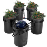 VEVOR RDWC Hydroponics System Recirculating Deep Water Culture 4 Buckets 18.9 L