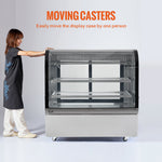 VEVOR Refrigerated Display Case, 18 Cu.Ft./505L Large Pastry Display Case, 2-Tier Commercial Display Refrigerator with LED Lighting, Downdraft Cooling, Movable with Casters, for Bakery
