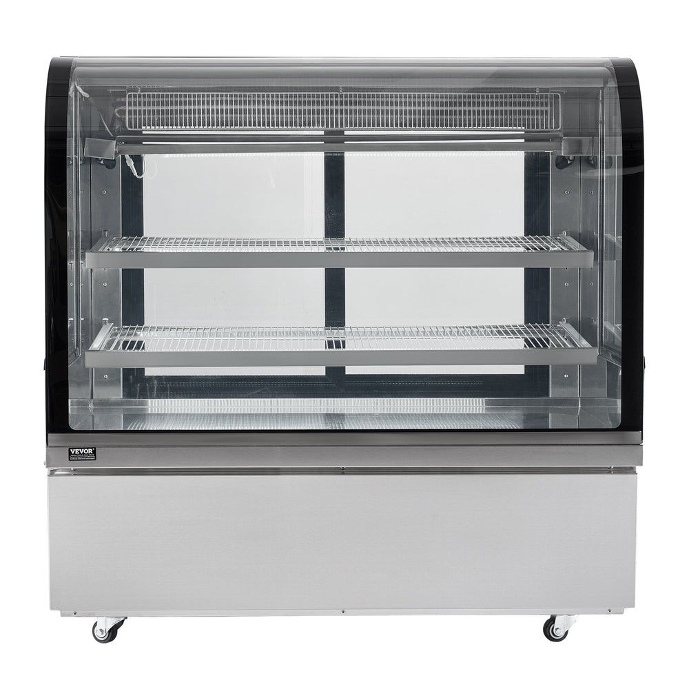 VEVOR Refrigerated Display Case, 18 Cu.Ft./505L Large Pastry Display Case, 2-Tier Commercial Display Refrigerator with LED Lighting, Downdraft Cooling, Movable with Casters, for Bakery