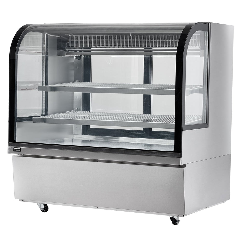 VEVOR Refrigerated Display Case, 18 Cu.Ft./505L Large Pastry Display Case, 2-Tier Commercial Display Refrigerator with LED Lighting, Downdraft Cooling, Movable with Casters, for Bakery