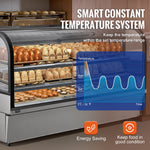 VEVOR Refrigerated Display Case, 32 Cu.Ft./901L Large Pastry Display Case, 4-Tier Commercial Display Refrigerator with LED Lighting, Downdraft Cooling, Movable with Casters, for Bakery