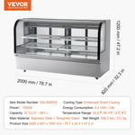 VEVOR Refrigerated Display Case, 32 Cu.Ft./901L Large Pastry Display Case, 4-Tier Commercial Display Refrigerator with LED Lighting, Downdraft Cooling, Movable with Casters, for Bakery