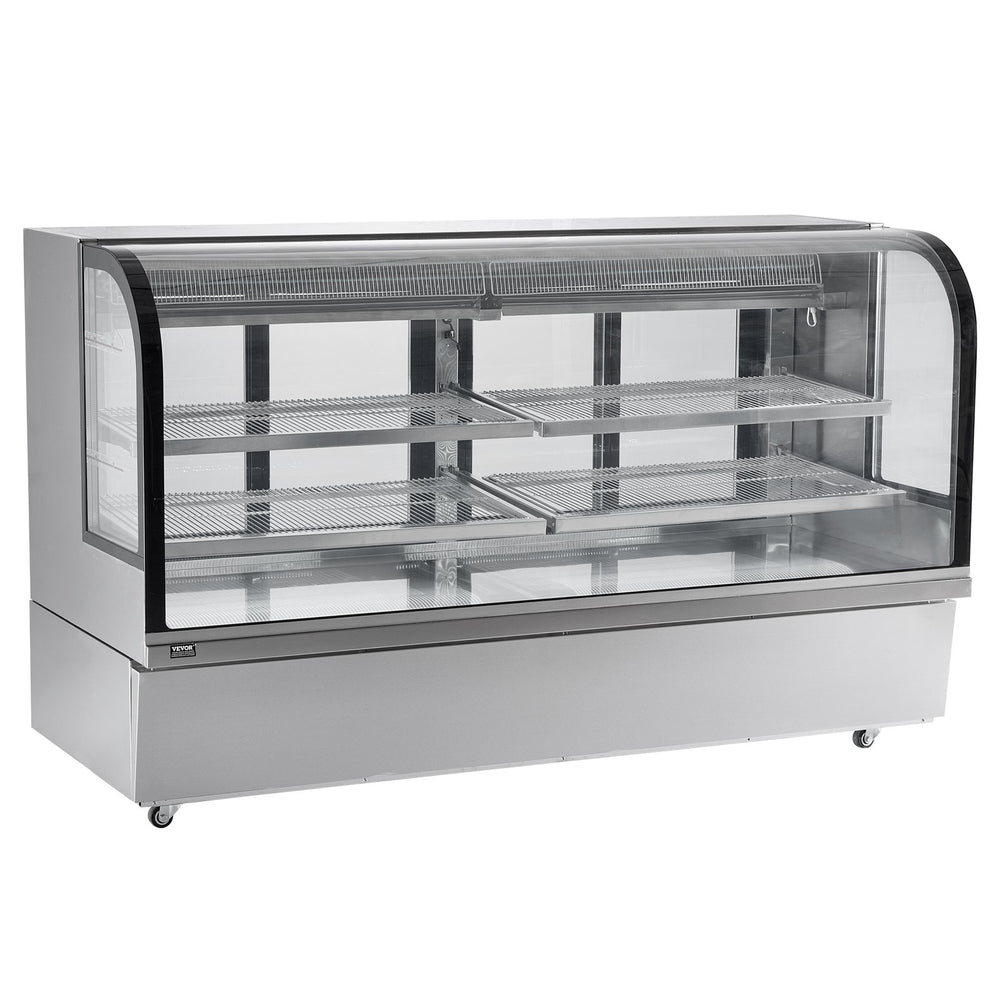 VEVOR Refrigerated Display Case, 32 Cu.Ft./901L Large Pastry Display Case, 4-Tier Commercial Display Refrigerator with LED Lighting, Downdraft Cooling, Movable with Casters, for Bakery