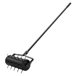 VEVOR Rolling Lawn Aerator, 18-inch Heavy-Duty Manual Rolling Aerator Lawn with Detachable Handle and 27 Iron Spikes, Rolling Lawn Aeration Tool for Garden Patio Yard Compacted Soils and Lawns, Black