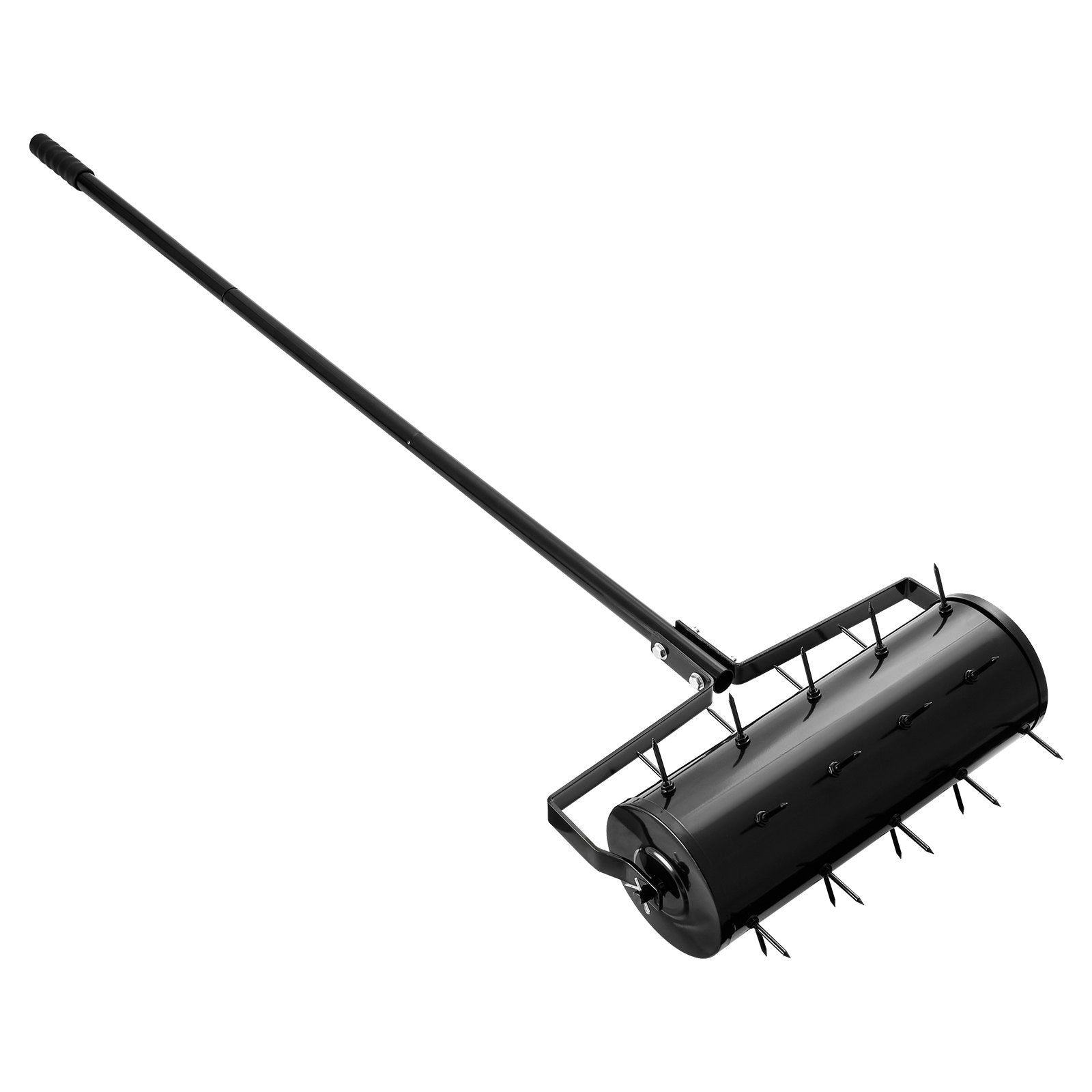 VEVOR Rolling Lawn Aerator, 18-inch Heavy-Duty Manual Rolling Aerator Lawn with Detachable Handle and 27 Iron Spikes, Rolling Lawn Aeration Tool for Garden Patio Yard Compacted Soils and Lawns, Black