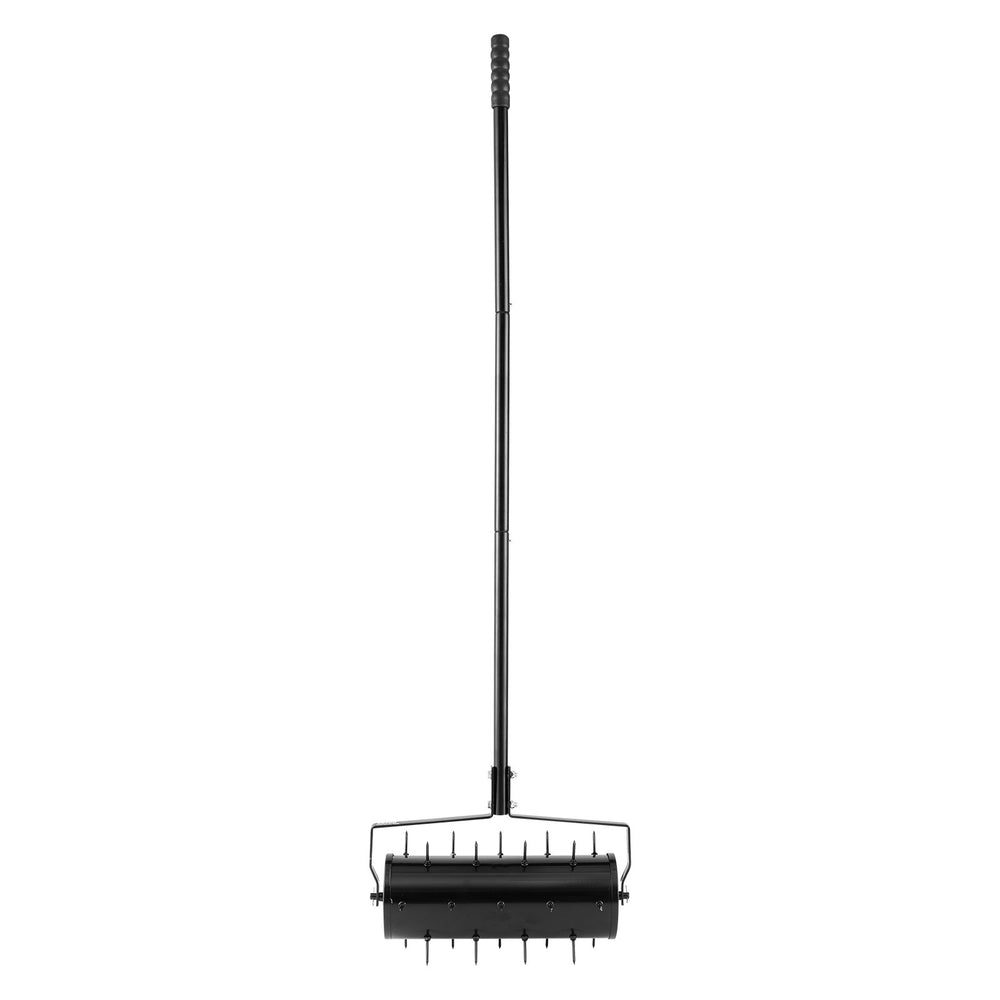 VEVOR Rolling Lawn Aerator, 18-inch Heavy-Duty Manual Rolling Aerator Lawn with Detachable Handle and 27 Iron Spikes, Rolling Lawn Aeration Tool for Garden Patio Yard Compacted Soils and Lawns, Black