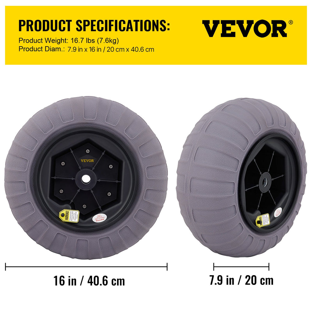VEVOR Beach Balloon Wheels, 16" Replacement Sand Tires, TPU Cart Tires for Kayak Dolly, Canoe Cart and Buggy with Free Air Pump, 2-Pack