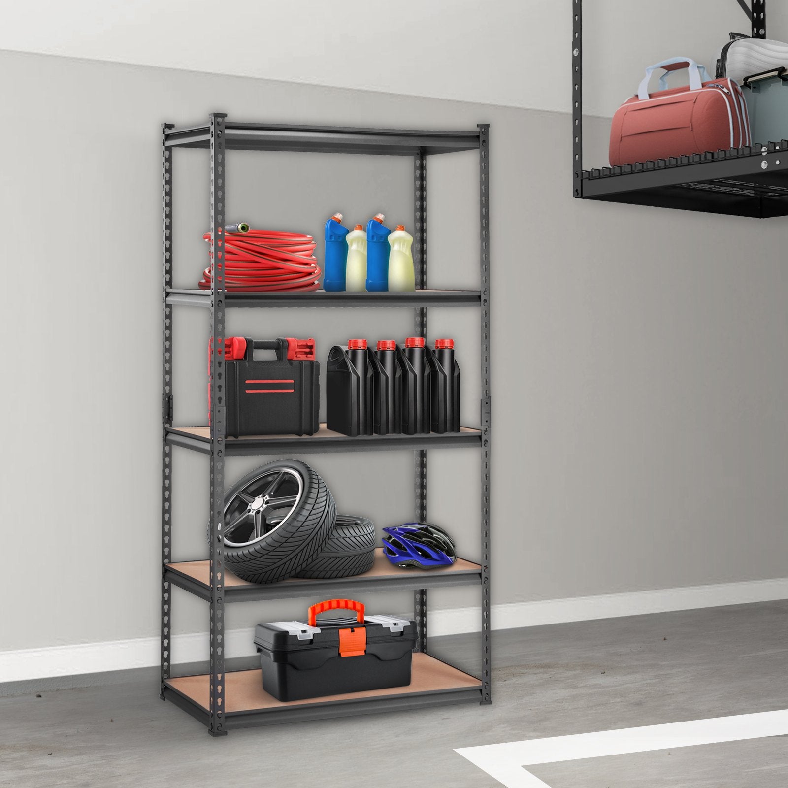 VEVOR Storage Shelving Unit, 5-Tier Adjustable, 2000 lbs Capacity, Heavy Duty Garage Shelves Metal Organizer Utility Rack, Black, 35" L x 18" W x 71" H for Kitchen Pantry Basement Bathroom Laundry