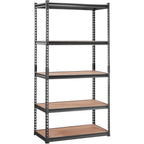 VEVOR Storage Shelving Unit, 5-Tier Adjustable, 2000 lbs Capacity, Heavy Duty Garage Shelves Metal Organizer Utility Rack, Black, 35" L x 18" W x 71" H for Kitchen Pantry Basement Bathroom Laundry