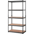 VEVOR Storage Shelving Unit, 5-Tier Adjustable, 2000 lbs Capacity, Heavy Duty Garage Shelves Metal Organizer Utility Rack, Black, 35" L x 18" W x 71" H for Kitchen Pantry Basement Bathroom Laundry