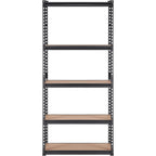 VEVOR Storage Shelving Unit, 5-Tier Adjustable, 2000 lbs Capacity, Heavy Duty Garage Shelves Metal Organizer Utility Rack, Black, 35" L x 18" W x 71" H for Kitchen Pantry Basement Bathroom Laundry