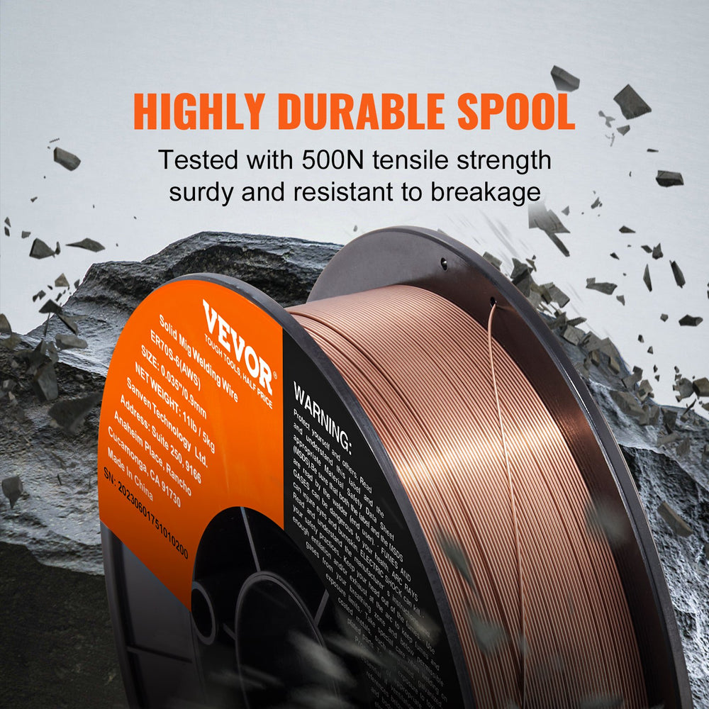VEVOR Solid MIG Welding Wire ER70S-6 0.9mm 5.0kg Mild Steel MIG Welding Wire