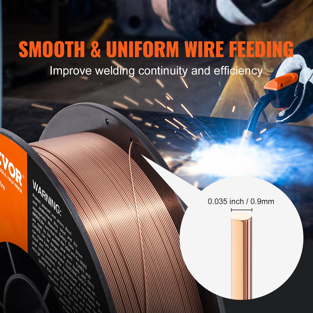 VEVOR Solid MIG Welding Wire ER70S-6 0.9mm 5.0kg Mild Steel MIG Welding Wire