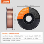 VEVOR Solid MIG Welding Wire ER70S-6 0.9mm 5.0kg Mild Steel MIG Welding Wire