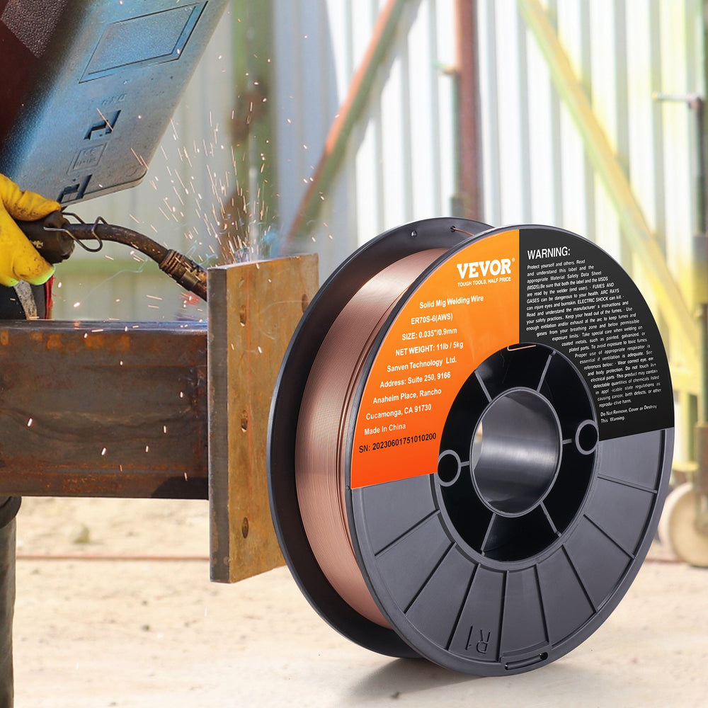 VEVOR Solid MIG Welding Wire ER70S-6 0.9mm 5.0kg Mild Steel MIG Welding Wire