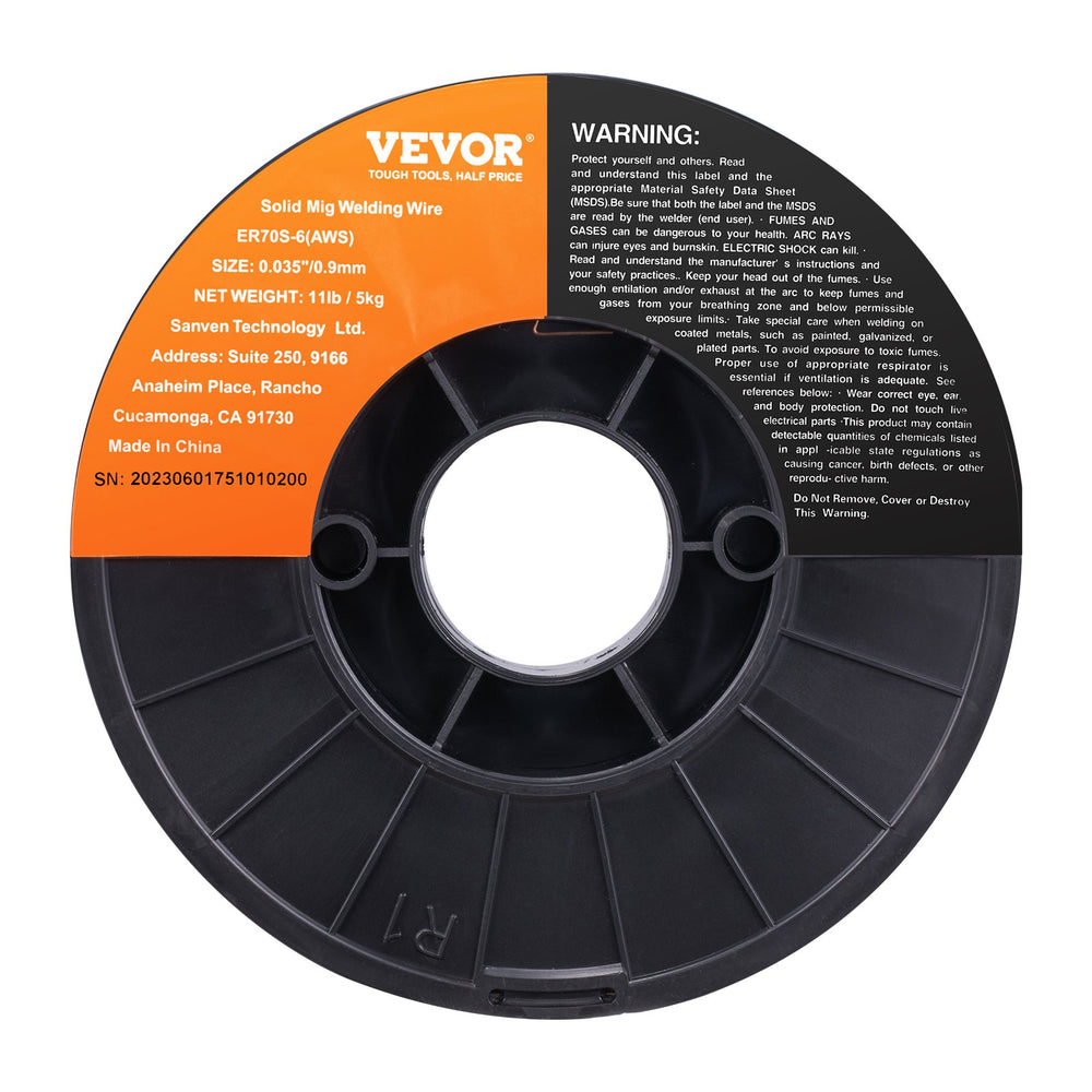 VEVOR Solid MIG Welding Wire ER70S-6 0.9mm 5.0kg Mild Steel MIG Welding Wire