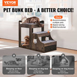 VEVOR Pet Bunk Bed with Removable Stairs, Dog/Cat Window Perch with Storage, Multi-Level Bed Window Perch Dog Bedside Sleeper Couch, Small Pet Seat Platform, Indoor Use (Gray)