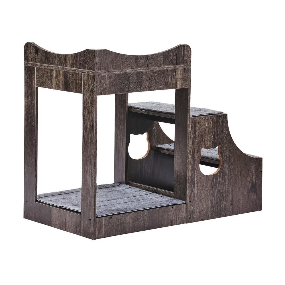 VEVOR Pet Bunk Bed with Removable Stairs, Dog/Cat Window Perch with Storage, Multi-Level Bed Window Perch Dog Bedside Sleeper Couch, Small Pet Seat Platform, Indoor Use (Gray)