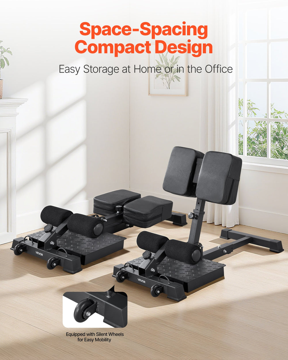 VEVOR Sissy Squat Machine, Multi-Function Deep Sissy Squat Bench for Leg Muscle Training, Easy Setup & Foldable Core Waistline & Glute Workout Equipment, Leg Exercise Machine for Home Gym, Black