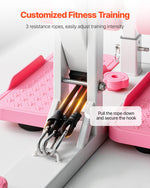 VEVOR Deep Squat Machine, Adjustable Glutes Trainer Machine with 3 High-Strength Resistance Bands, Folding Core Leg & Glutes Exercise Trainer, Push Up Workout Equipment at Home Gym, Pink + White