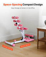 VEVOR Deep Squat Machine, Adjustable Glutes Trainer Machine with 3 High-Strength Resistance Bands, Folding Core Leg & Glutes Exercise Trainer, Push Up Workout Equipment at Home Gym, Pink + White