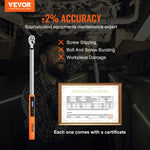 VEVOR Digital Torque Wrench, 1.3 cm Drive Electronic Torque Wrench, Torque Wrench Kit 25-250ft.lb/34-340n.m Torque Range Accurate to ±2%, 3-Mode Adjustable Torque Wrench Set with LED Buzzer Calibration