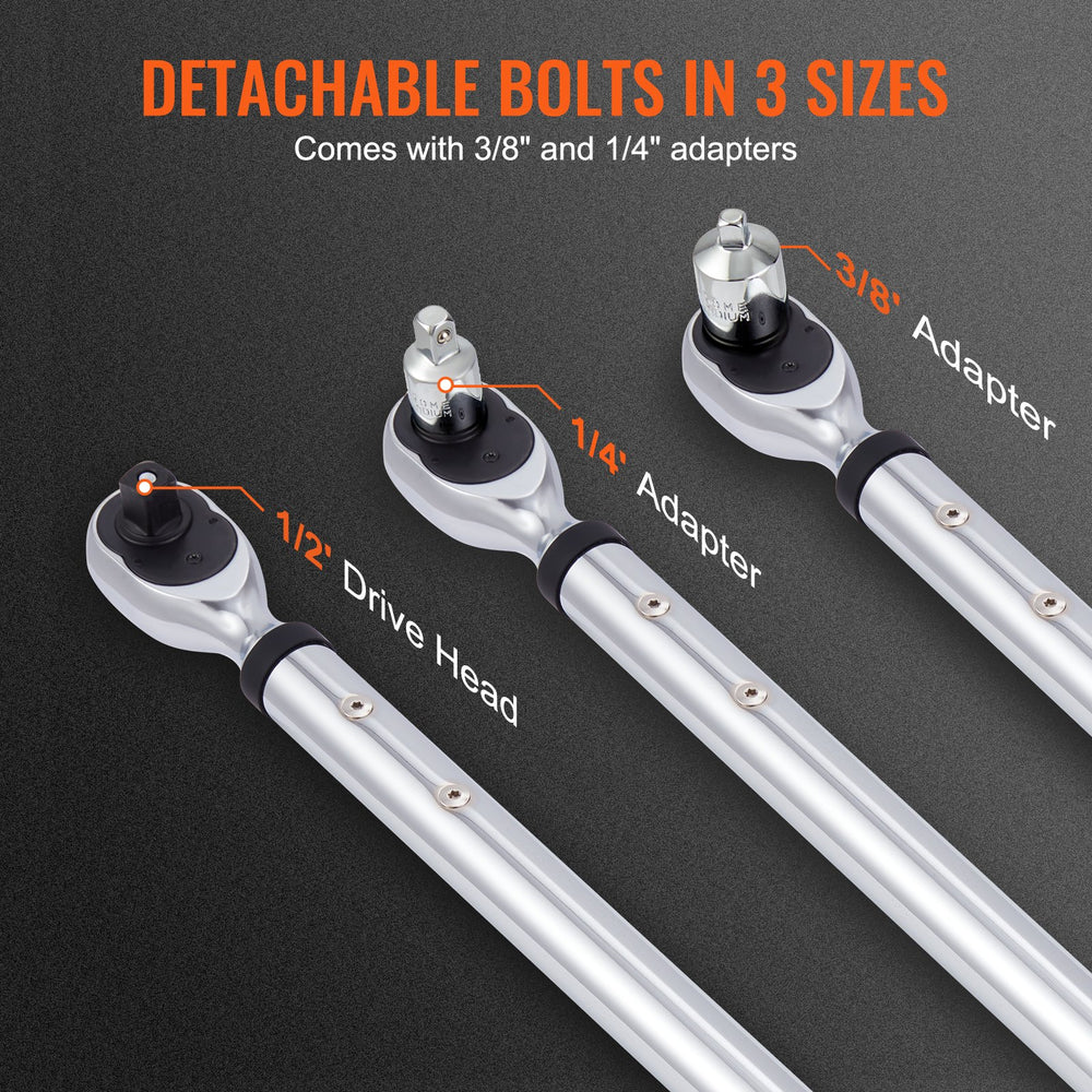 VEVOR Digital Torque Wrench, 1.3 cm Drive Electronic Torque Wrench, Torque Wrench Kit 25-250ft.lb/34-340n.m Torque Range Accurate to ±2%, 3-Mode Adjustable Torque Wrench Set with LED Buzzer Calibration