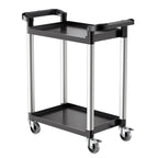 VEVOR Utility Cart, 300 lbs Load Capacity, 2-tier Utility Plastic Cart with 360° Swivel Wheels (2 with Brakes), 24.4 x 16.1-inch Food Service Cart for Warehouse, Office, Home, Restaurant, Kitchen