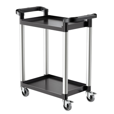 VEVOR Utility Cart, 300 lbs Load Capacity, 2-tier Utility Plastic Cart with 360° Swivel Wheels (2 with Brakes), 24.4 x 16.1-inch Food Service Cart for Warehouse, Office, Home, Restaurant, Kitchen