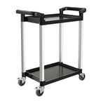 VEVOR Utility Cart, 300 lbs Load Capacity, 2-tier Utility Plastic Cart with 360° Swivel Wheels (2 with Brakes), 24.4 x 16.1-inch Food Service Cart for Warehouse, Office, Home, Restaurant, Kitchen