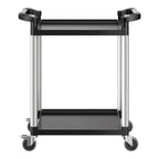 VEVOR Utility Cart, 300 lbs Load Capacity, 2-tier Utility Plastic Cart with 360° Swivel Wheels (2 with Brakes), 24.4 x 16.1-inch Food Service Cart for Warehouse, Office, Home, Restaurant, Kitchen
