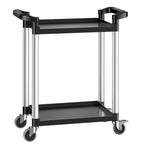 VEVOR Utility Cart, 300 lbs Load Capacity, 2-tier Utility Plastic Cart with 360° Swivel Wheels (2 with Brakes), 24.4 x 16.1-inch Food Service Cart for Warehouse, Office, Home, Restaurant, Kitchen
