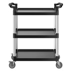 VEVOR Utility Cart, 300 lbs Load Capacity, 3-tier Utility Plastic Cart with 360° Swivel Wheels (2 with Brakes), 24.4 x 16.1-inch Food Service Cart for Warehouse, Office, Home, Restaurant, Kitchen
