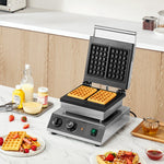 VEVOR Commercial Waffle Maker, 2PCS Rectangle Waffle Baker Machine, 2000W Non-Stick Stainless Steel Belgian Waffle Iron with Temp and Time Control, Handle, for Restaurant Bakery Snack Bar Family
