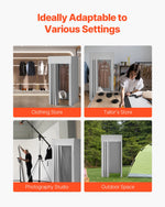 VEVOR Fitting Room, Dressing Room with Thick Polyester Curtains, Privacy Space with Shading Curtain and a Hook, for Boutique, Mall, Tailor's Store & Outdoor 99 x 99 x 198 cm (Black and Gray-White)