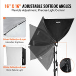 VEVOR Softbox Lighting Kit 40x40 cm / 16x16 inch 3000-6500K Adjustable for Shooting