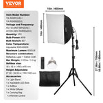 VEVOR Softbox Lighting Kit 40x40 cm / 16x16 inch 3000-6500K Adjustable for Shooting