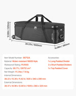 VEVOR Studio Equipment Trolley Case 100x38x32cm (39.37 x 14.96 x 12.60 in) Rolling Camera Bag