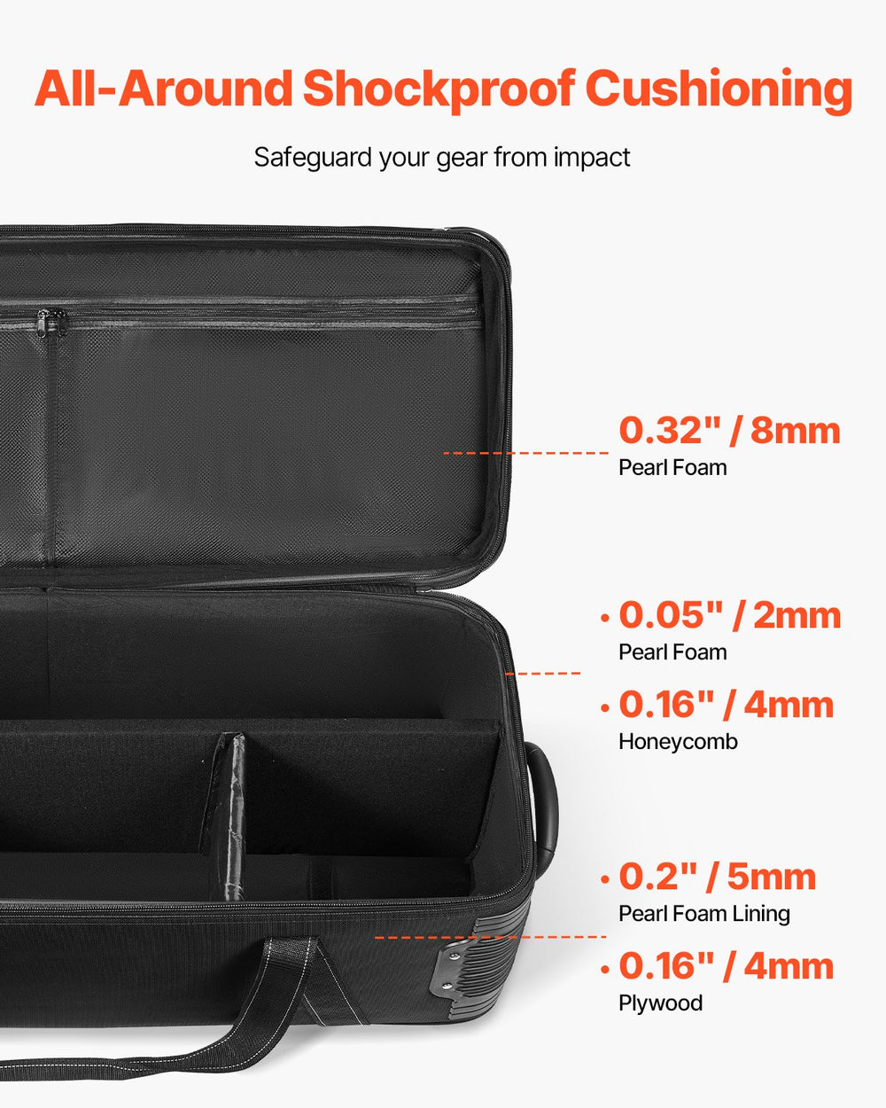 VEVOR Studio Equipment Trolley Case  910x300x355mm (35.83 x 11.81 x 14 in) Rolling Camera Bag