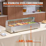 VEVOR Commercial Electric Food Warmer Countertop Buffet 6*4.7 L with Glass Shield