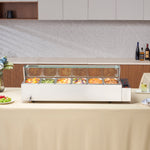 VEVOR Commercial Electric Food Warmer Countertop Buffet 6*4.7 L with Glass Shield