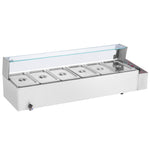 VEVOR Commercial Electric Food Warmer Countertop Buffet 6*4.7 L with Glass Shield