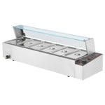 VEVOR Commercial Electric Food Warmer Countertop Buffet 6*4.7 L with Glass Shield