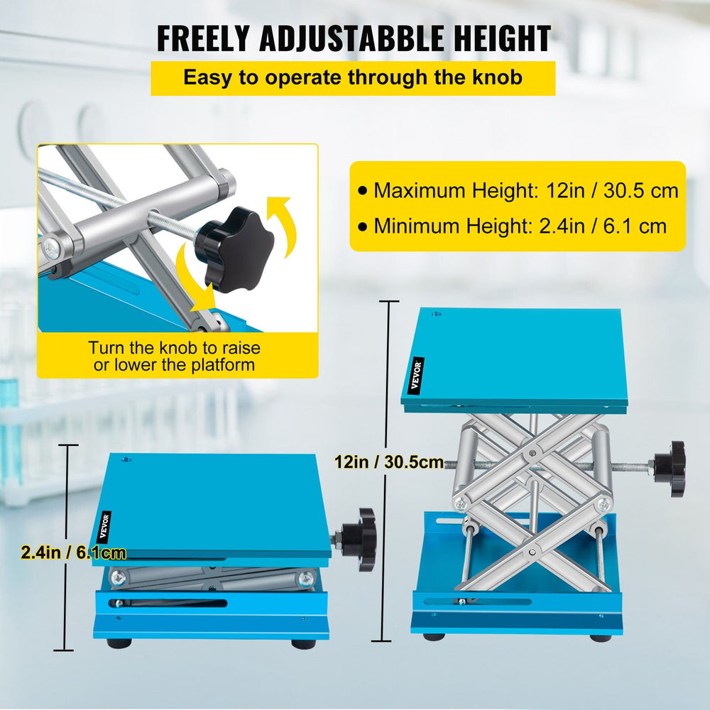 VEVOR Lab Jack Stand 8" x 8" Aluminum Lab Lift Jack Laboratory Jack 88LBS/40KG